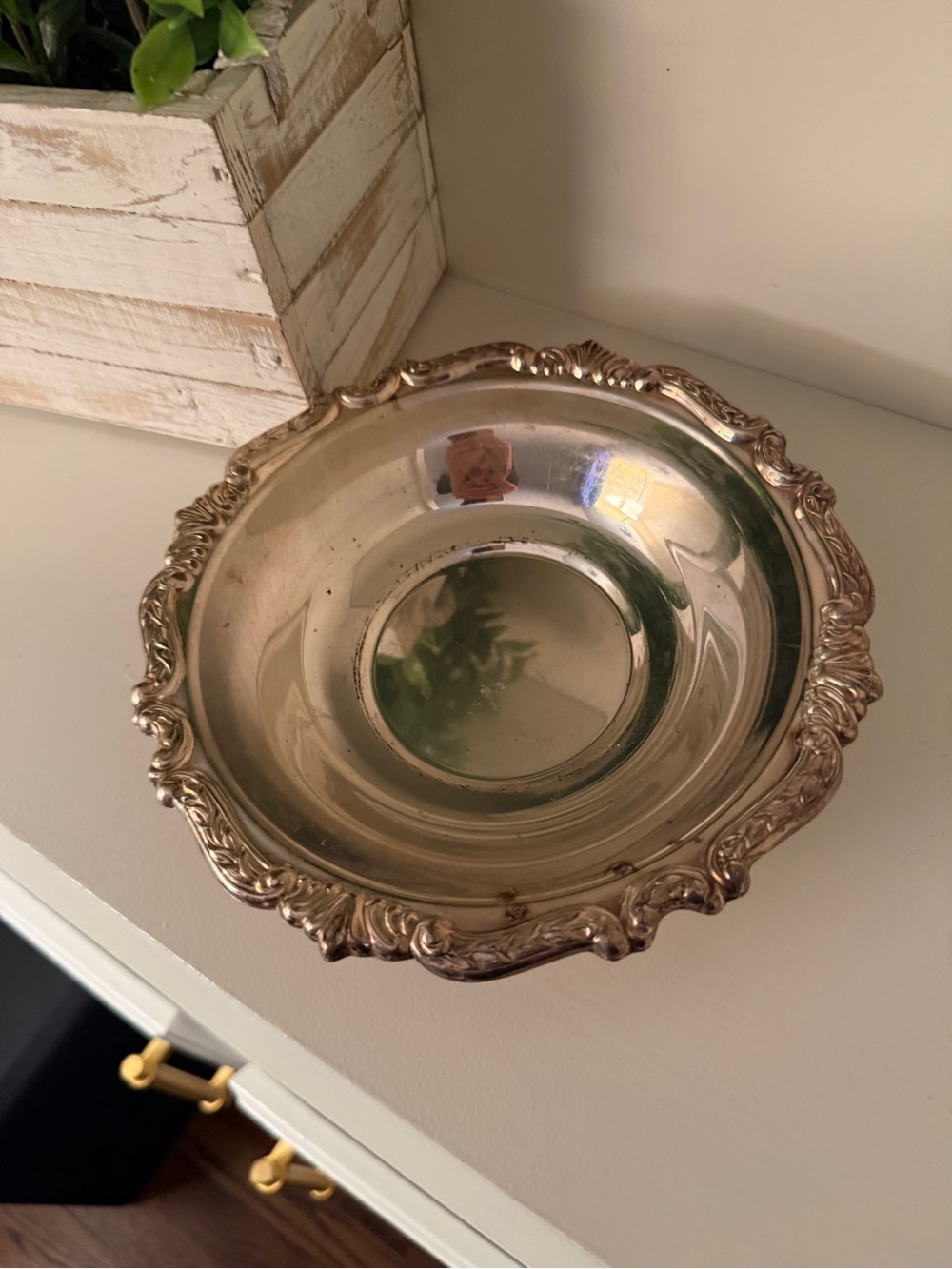Sheridan Silverplate Ornate Serving Bowl Made in India 7.5” Candy Nut Dish VTG